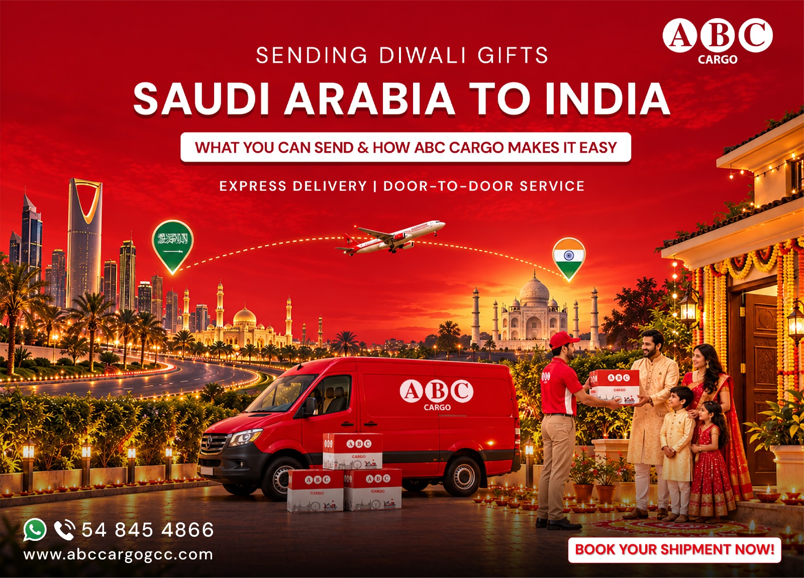 Sending Diwali gifts to India from Saudi Arabia with ABC Cargo